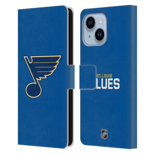 NHL St Louis Blues Plain Leather Book Wallet Case Cover For Apple iPhone 14 Plus