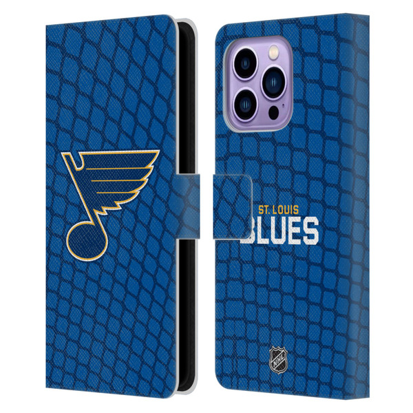 NHL St Louis Blues Net Pattern Leather Book Wallet Case Cover For Apple iPhone 14 Pro Max
