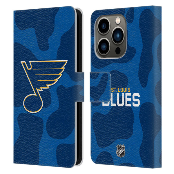 NHL St Louis Blues Cow Pattern Leather Book Wallet Case Cover For Apple iPhone 14 Pro