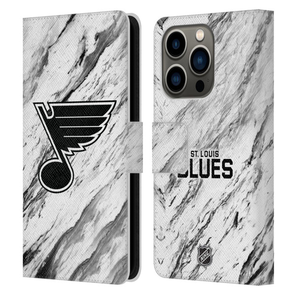 NHL St Louis Blues Marble Leather Book Wallet Case Cover For Apple iPhone 14 Pro