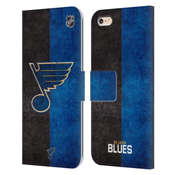 NHL St Louis Blues Half Distressed Leather Book Wallet Case Cover For Apple iPhone 6 Plus / iPhone 6s Plus
