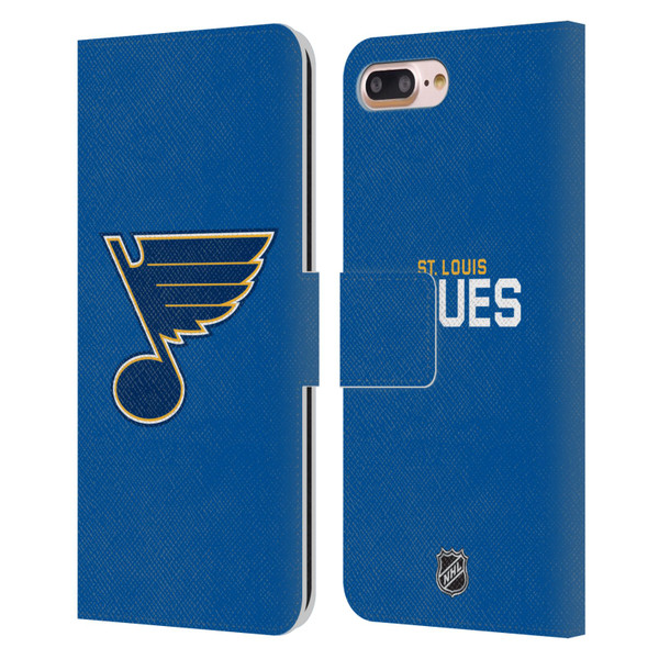 NHL St Louis Blues Plain Leather Book Wallet Case Cover For Apple iPhone 7 Plus / iPhone 8 Plus