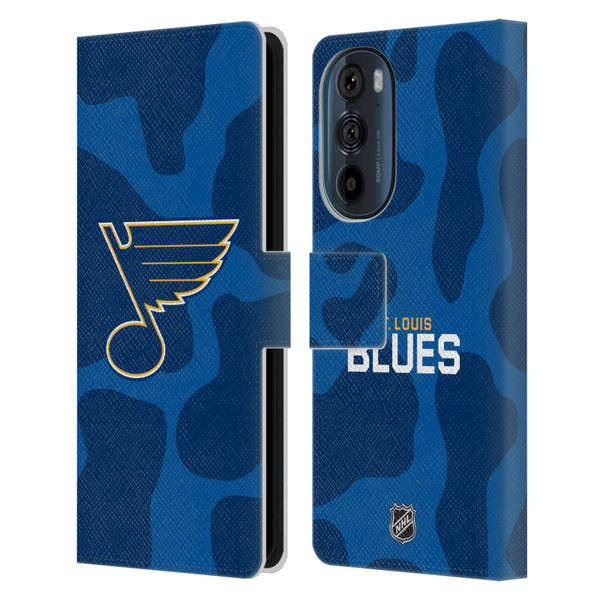 NHL St Louis Blues Cow Pattern Leather Book Wallet Case Cover For Motorola Edge 30