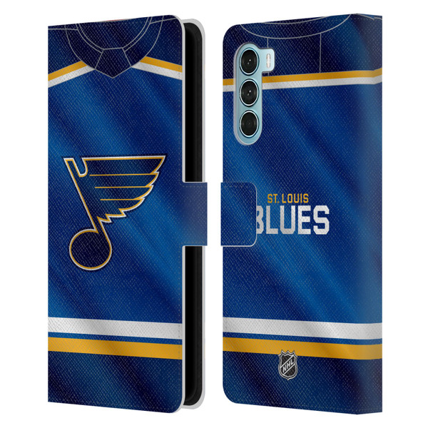 NHL St Louis Blues Jersey Leather Book Wallet Case Cover For Motorola Edge S30 / Moto G200 5G