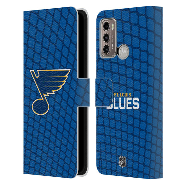 NHL St Louis Blues Net Pattern Leather Book Wallet Case Cover For Motorola Moto G60 / Moto G40 Fusion