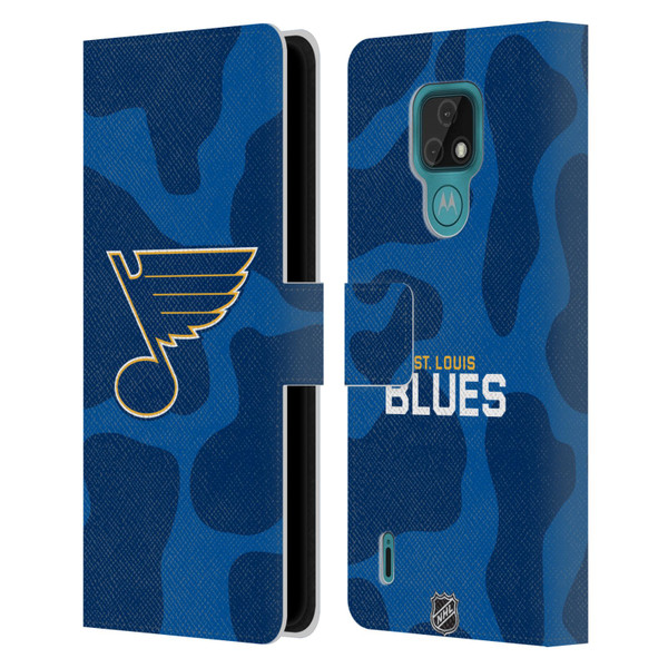 NHL St Louis Blues Cow Pattern Leather Book Wallet Case Cover For Motorola Moto E7