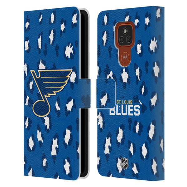 NHL St Louis Blues Leopard Patten Leather Book Wallet Case Cover For Motorola Moto E7 Plus
