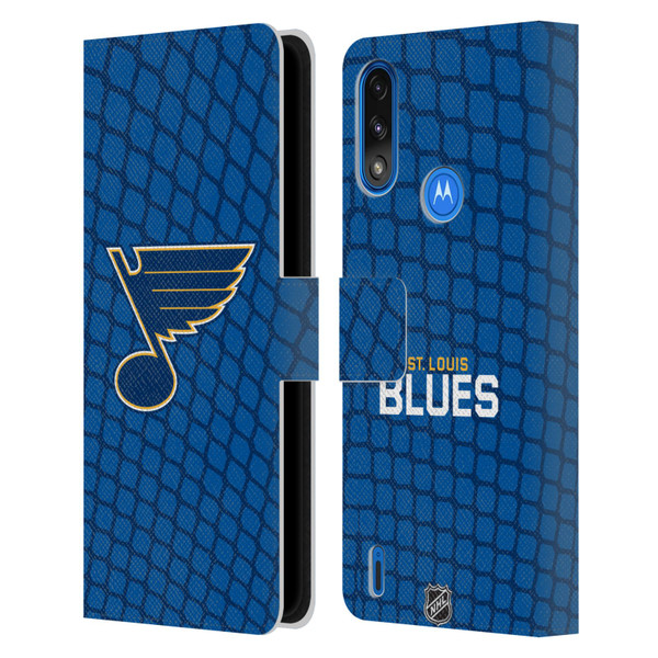 NHL St Louis Blues Net Pattern Leather Book Wallet Case Cover For Motorola Moto E7 Power / Moto E7i Power