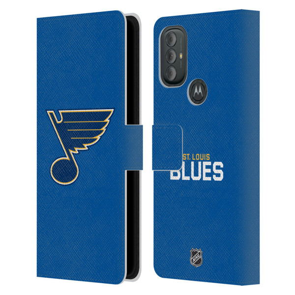 NHL St Louis Blues Plain Leather Book Wallet Case Cover For Motorola Moto G10 / Moto G20 / Moto G30
