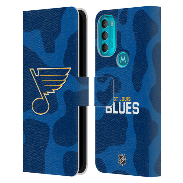 NHL St Louis Blues Cow Pattern Leather Book Wallet Case Cover For Motorola Moto G71 5G