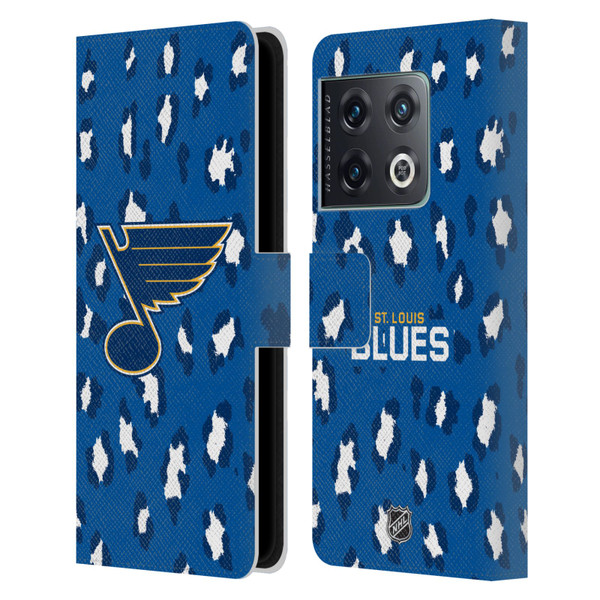 NHL St Louis Blues Leopard Patten Leather Book Wallet Case Cover For OnePlus 10 Pro