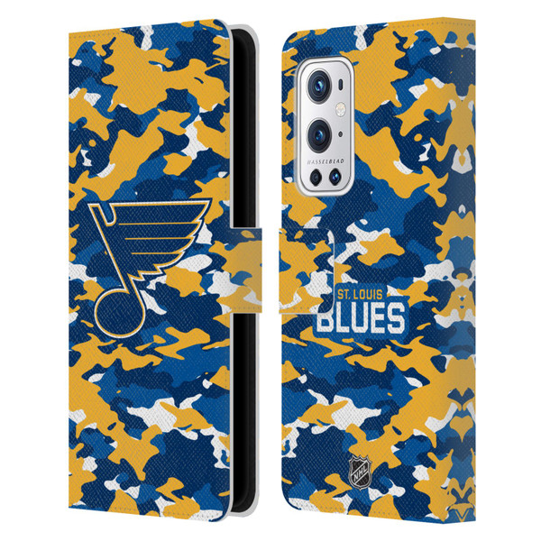 NHL St Louis Blues Camouflage Leather Book Wallet Case Cover For OnePlus 9 Pro