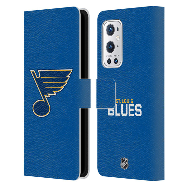 NHL St Louis Blues Plain Leather Book Wallet Case Cover For OnePlus 9 Pro