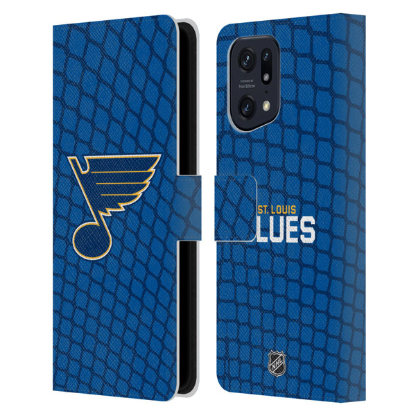 NHL St Louis Blues Net Pattern Leather Book Wallet Case Cover For OPPO Find X5