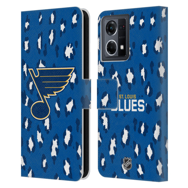 NHL St Louis Blues Leopard Patten Leather Book Wallet Case Cover For OPPO Reno8 4G