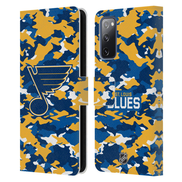 NHL St Louis Blues Camouflage Leather Book Wallet Case Cover For Samsung Galaxy S20 FE / 5G