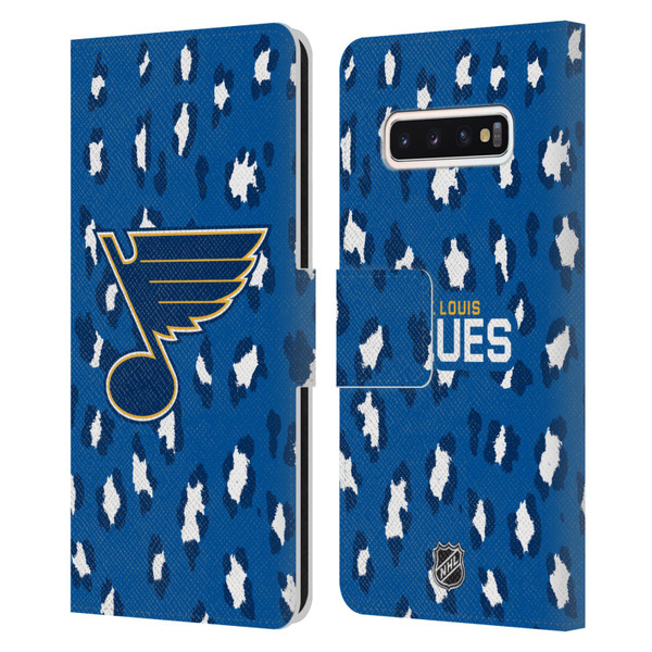 NHL St Louis Blues Leopard Patten Leather Book Wallet Case Cover For Samsung Galaxy S10