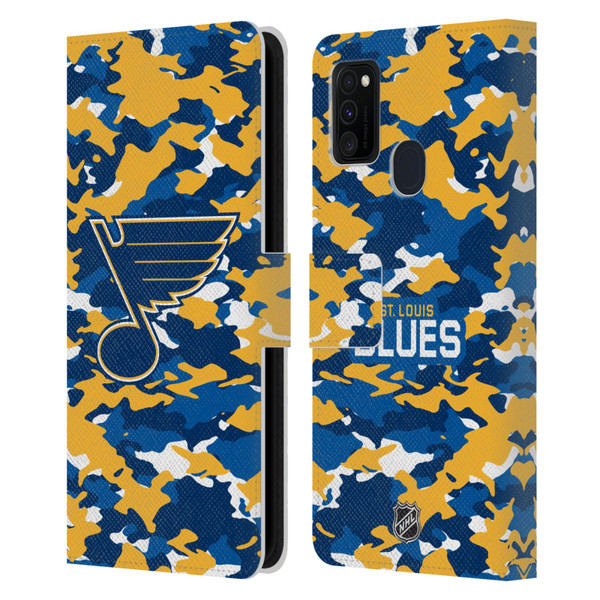 NHL St Louis Blues Camouflage Leather Book Wallet Case Cover For Samsung Galaxy M30s (2019)/M21 (2020)