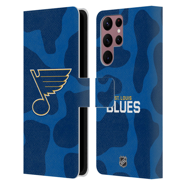 NHL St Louis Blues Cow Pattern Leather Book Wallet Case Cover For Samsung Galaxy S22 Ultra 5G