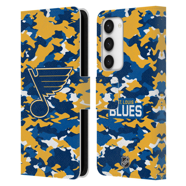 NHL St Louis Blues Camouflage Leather Book Wallet Case Cover For Samsung Galaxy S23 5G