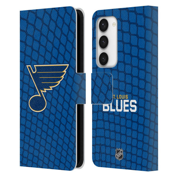 NHL St Louis Blues Net Pattern Leather Book Wallet Case Cover For Samsung Galaxy S23 5G