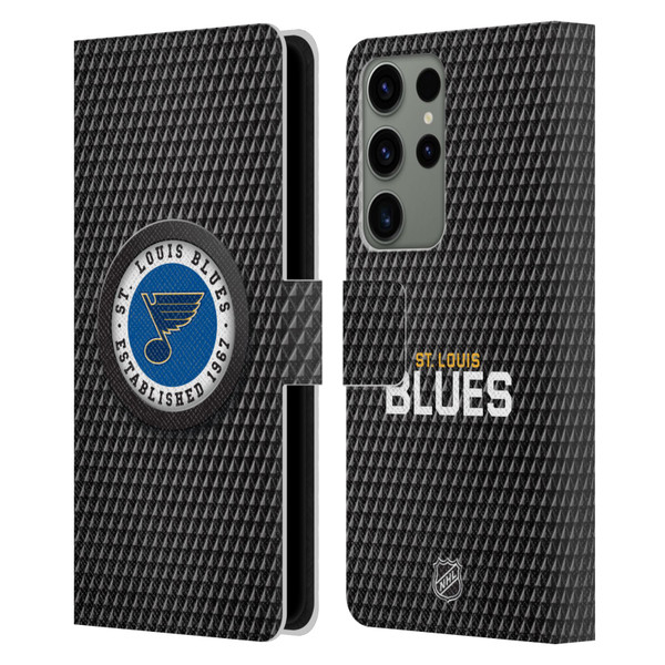 NHL St Louis Blues Puck Texture Leather Book Wallet Case Cover For Samsung Galaxy S23 Ultra 5G