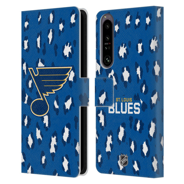 NHL St Louis Blues Leopard Patten Leather Book Wallet Case Cover For Sony Xperia 1 IV