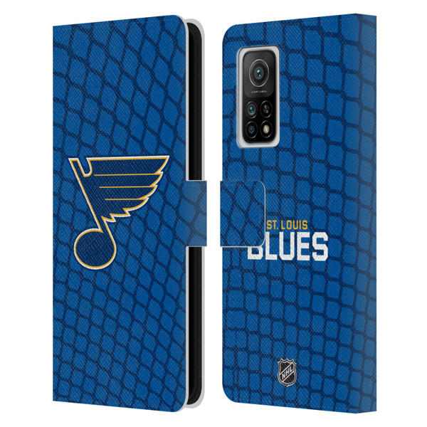 NHL St Louis Blues Net Pattern Leather Book Wallet Case Cover For Xiaomi Mi 10T 5G