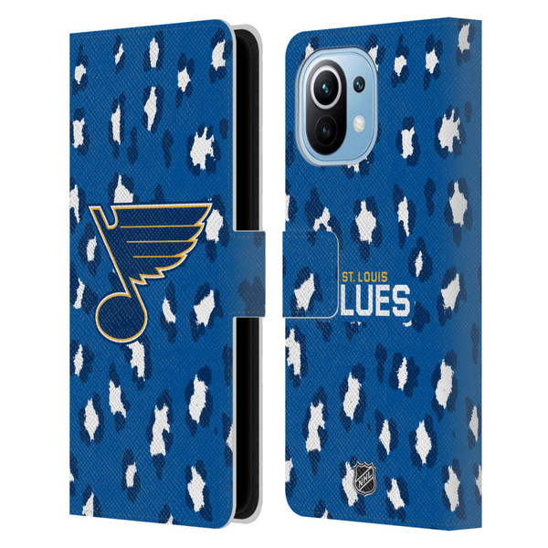 NHL St Louis Blues Leopard Patten Leather Book Wallet Case Cover For Xiaomi Mi 11