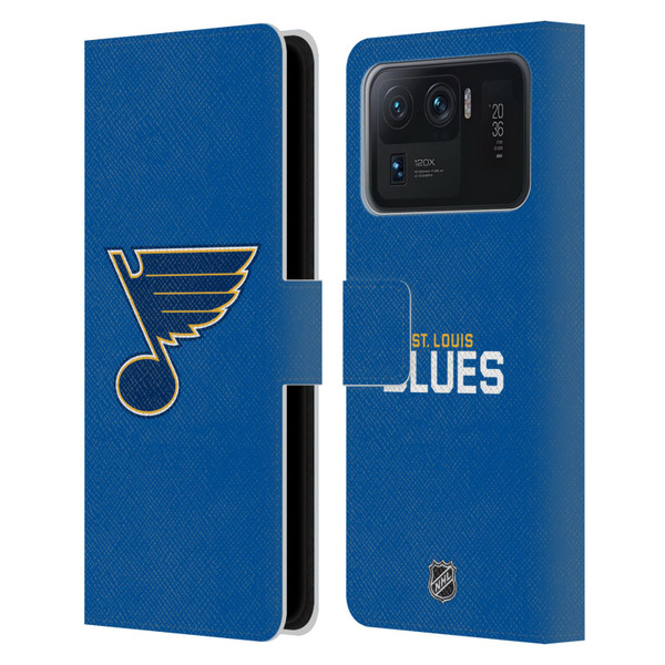 NHL St Louis Blues Plain Leather Book Wallet Case Cover For Xiaomi Mi 11 Ultra