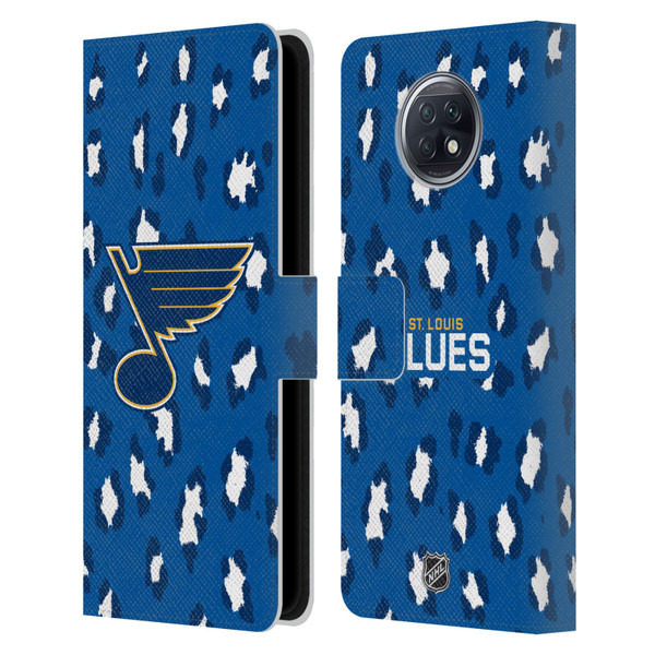 NHL St Louis Blues Leopard Patten Leather Book Wallet Case Cover For Xiaomi Redmi Note 9T 5G