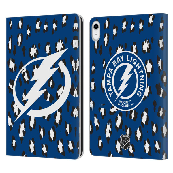 NHL Tampa Bay Lightning Leopard Patten Leather Book Wallet Case Cover For Apple iPad 10.9 (2022)