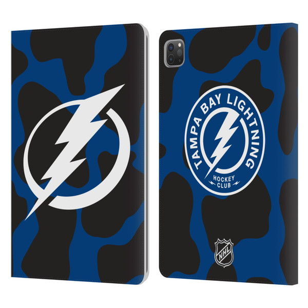 NHL Tampa Bay Lightning Cow Pattern Leather Book Wallet Case Cover For Apple iPad Pro 11 2020 / 2021 / 2022
