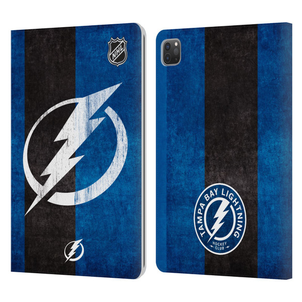 NHL Tampa Bay Lightning Half Distressed Leather Book Wallet Case Cover For Apple iPad Pro 11 2020 / 2021 / 2022