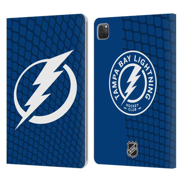 NHL Tampa Bay Lightning Net Pattern Leather Book Wallet Case Cover For Apple iPad Pro 11 2020 / 2021 / 2022