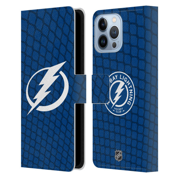 NHL Tampa Bay Lightning Net Pattern Leather Book Wallet Case Cover For Apple iPhone 13 Pro Max