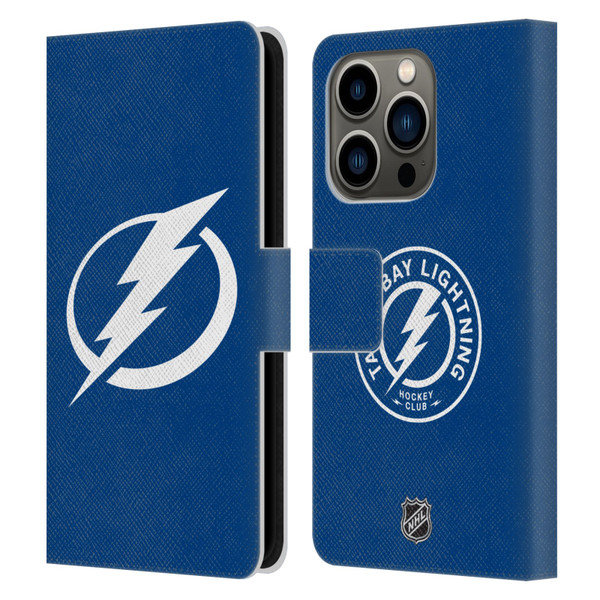 NHL Tampa Bay Lightning Plain Leather Book Wallet Case Cover For Apple iPhone 14 Pro