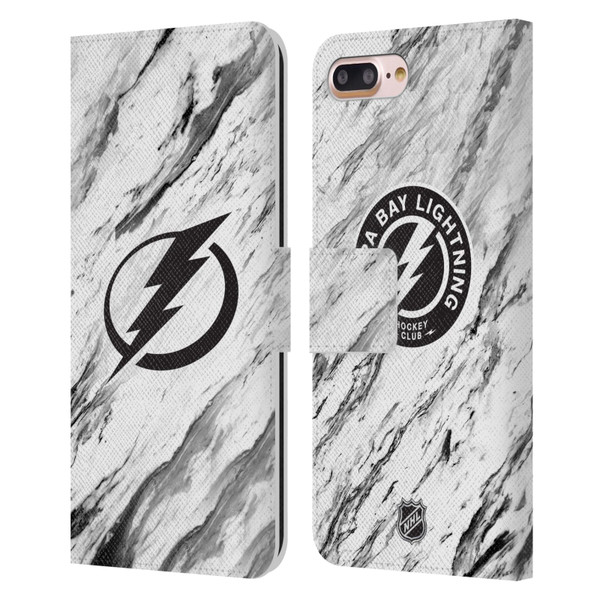 NHL Tampa Bay Lightning Marble Leather Book Wallet Case Cover For Apple iPhone 7 Plus / iPhone 8 Plus