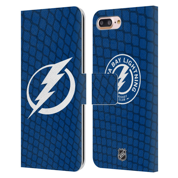 NHL Tampa Bay Lightning Net Pattern Leather Book Wallet Case Cover For Apple iPhone 7 Plus / iPhone 8 Plus