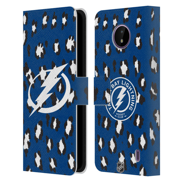 NHL Tampa Bay Lightning Leopard Patten Leather Book Wallet Case Cover For Nokia C10 / C20