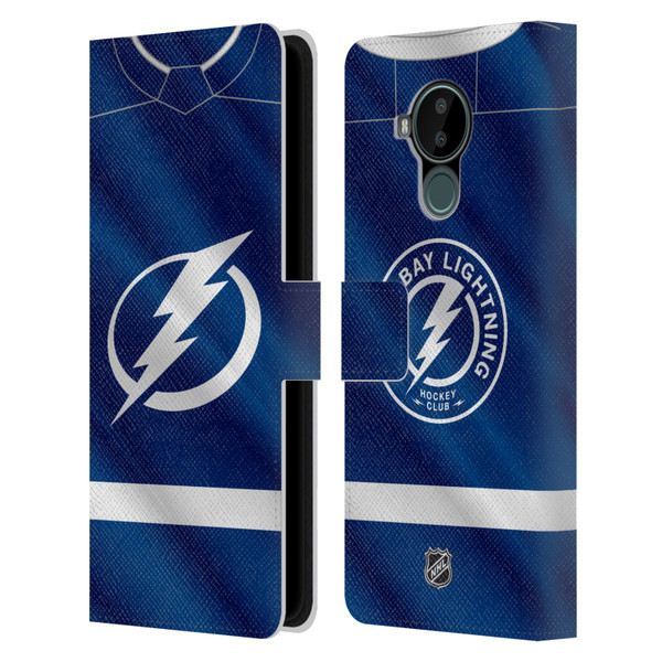 NHL Tampa Bay Lightning Jersey Leather Book Wallet Case Cover For Nokia C30