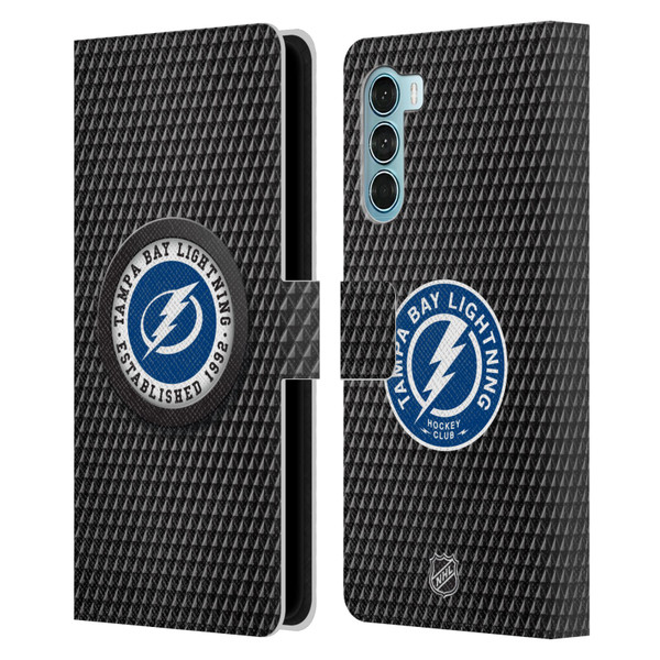 NHL Tampa Bay Lightning Puck Texture Leather Book Wallet Case Cover For Motorola Edge S30 / Moto G200 5G