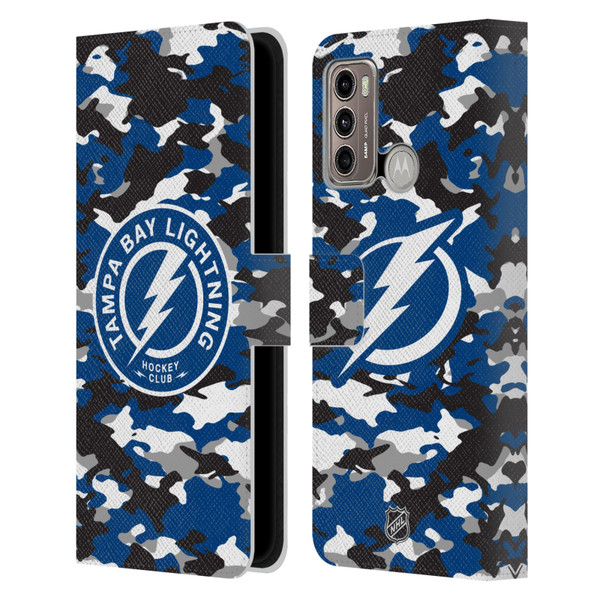 NHL Tampa Bay Lightning Camouflage Leather Book Wallet Case Cover For Motorola Moto G60 / Moto G40 Fusion