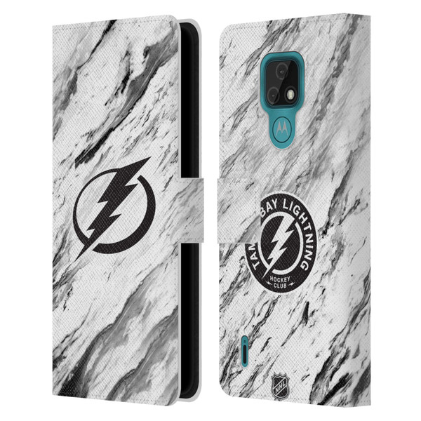 NHL Tampa Bay Lightning Marble Leather Book Wallet Case Cover For Motorola Moto E7