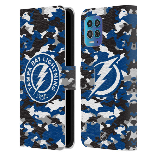 NHL Tampa Bay Lightning Camouflage Leather Book Wallet Case Cover For Motorola Moto G100