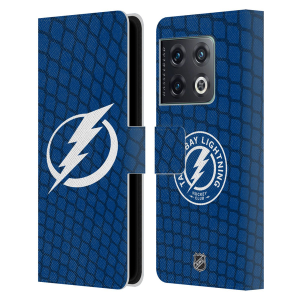 NHL Tampa Bay Lightning Net Pattern Leather Book Wallet Case Cover For OnePlus 10 Pro