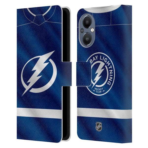 NHL Tampa Bay Lightning Jersey Leather Book Wallet Case Cover For OnePlus Nord N20 5G