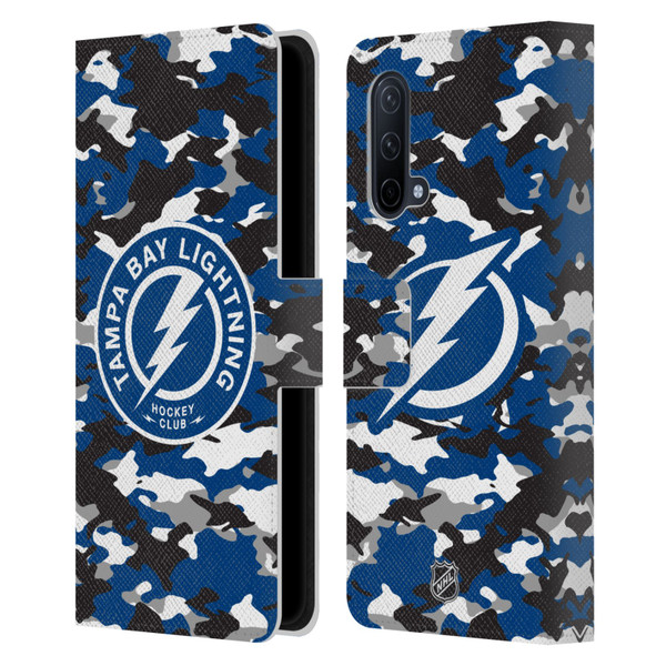 NHL Tampa Bay Lightning Camouflage Leather Book Wallet Case Cover For OnePlus Nord CE 5G