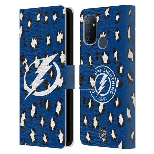 NHL Tampa Bay Lightning Leopard Patten Leather Book Wallet Case Cover For OnePlus Nord N100