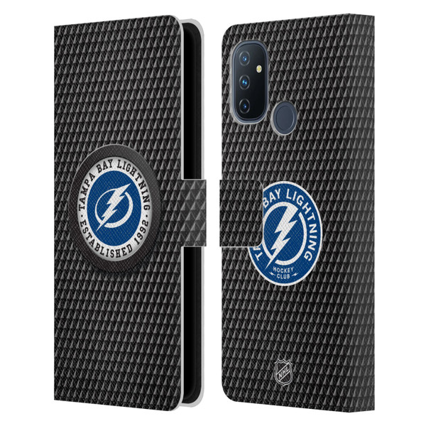 NHL Tampa Bay Lightning Puck Texture Leather Book Wallet Case Cover For OnePlus Nord N100